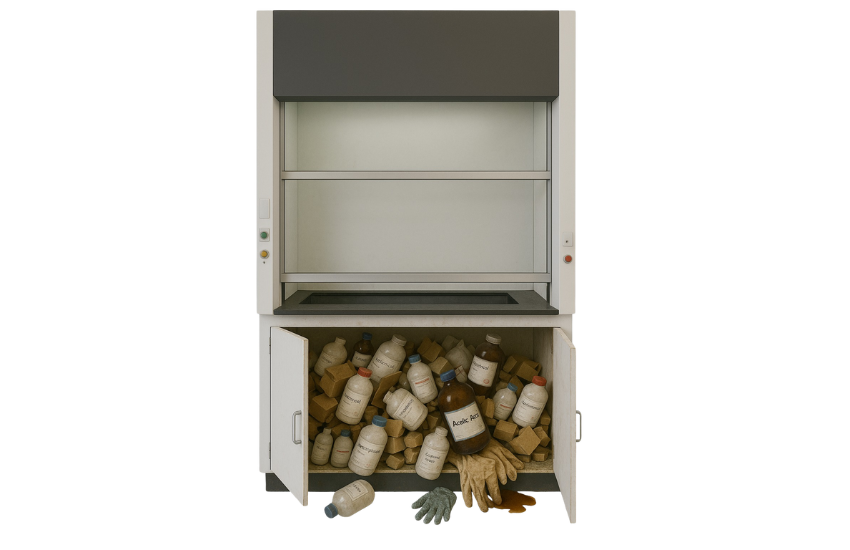 Cabinet Below Your Fume Hood Become a Dumping Yard